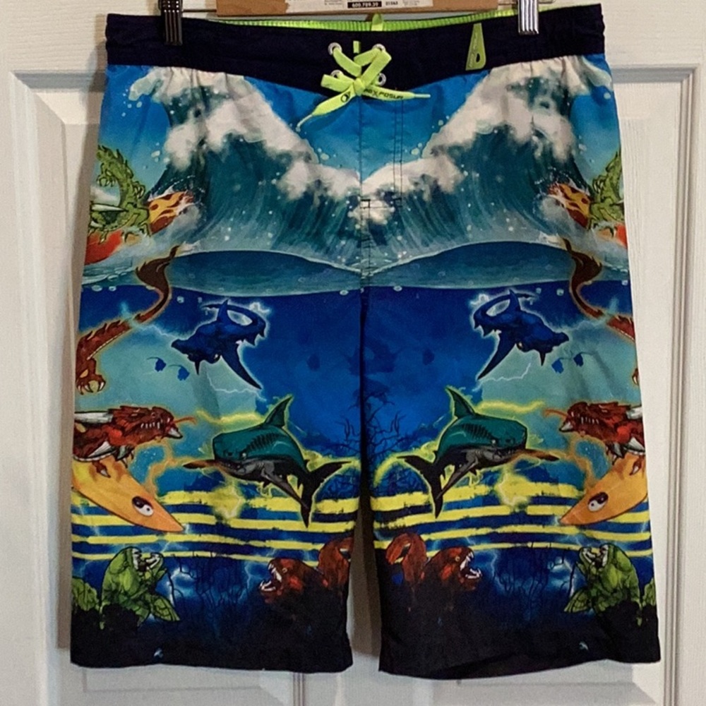 Vibrant Ocean-Themed Swim Shorts